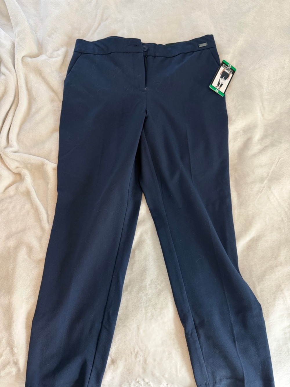Badgley Mischka Navy Straight-Leg Dress Trousers